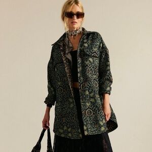 NWT Free People We The Free Tapestry Fog Jacquard Shirt Sz XS Shacket Oversized